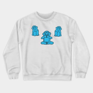 White and blue monkey pattern Crewneck Sweatshirt